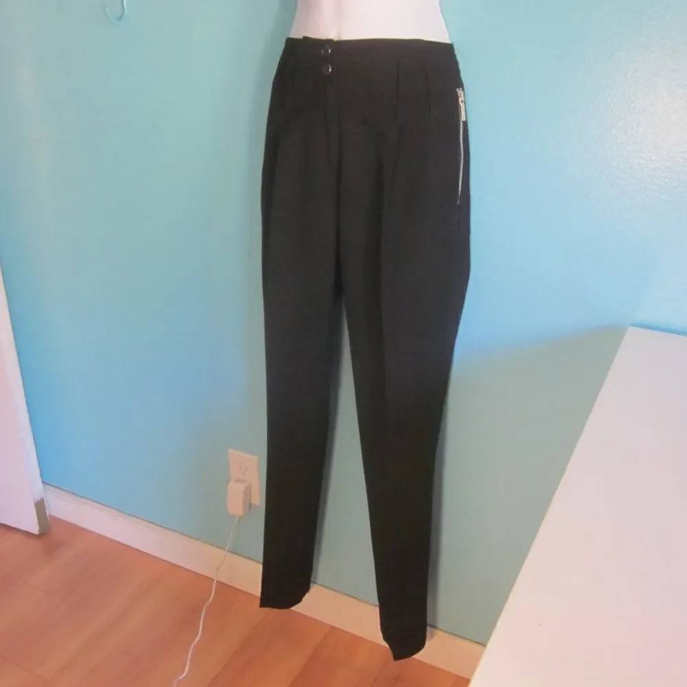 Michael Kors Womens Size 0 Black Tapered Dress Pants Zipper Pockets